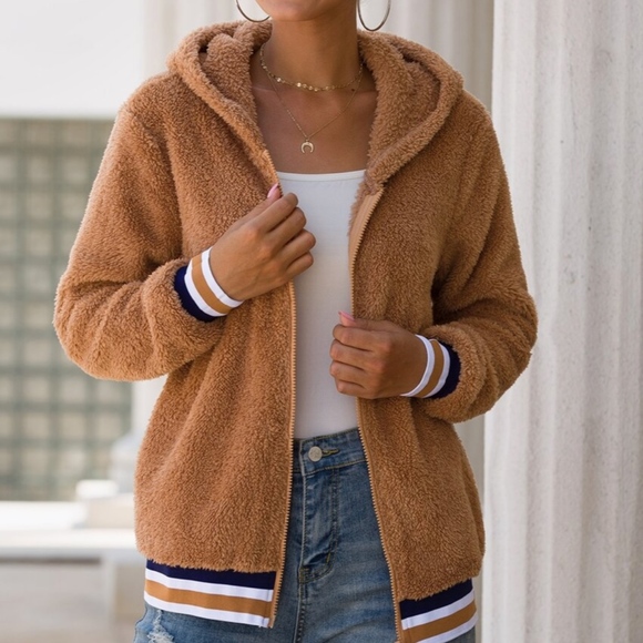HEATHER sherpa Camel Hoodie - Picture 3 of 5